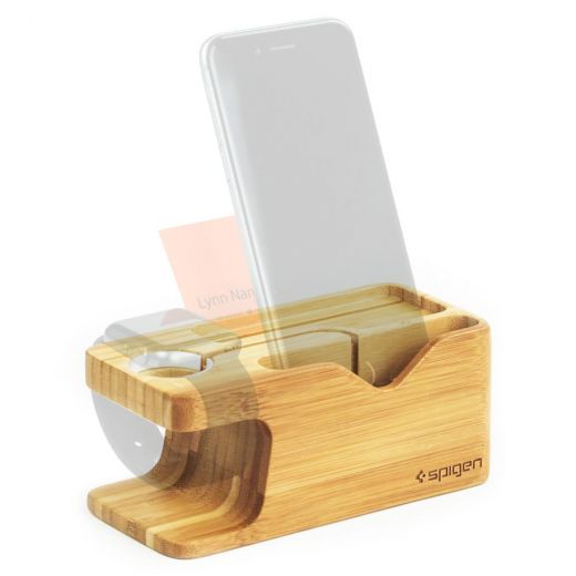 Док-станция Spigen Stand S370 Bamboo Wood для Apple Watch/iPhone