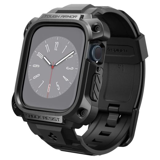 Чехол с ремешком Spigen Tough Armor Pro Metal Black для Apple Watch Series 9 | 8 | 7  45mm (ACS05237)