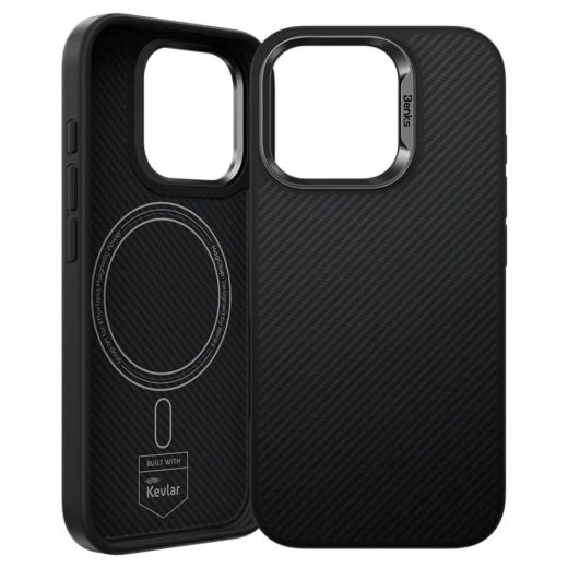 Карбоновий чохол Benks ArmorPro Kevlar Case 600D with Button для iPhone 16 Pro