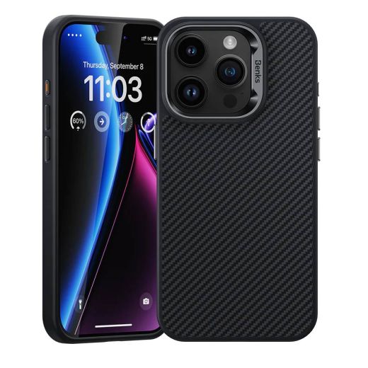 Карбоновый чехол Benks Armor Pro Kevlar Case (600D) with MagSafe Black для iPhone 15 Pro