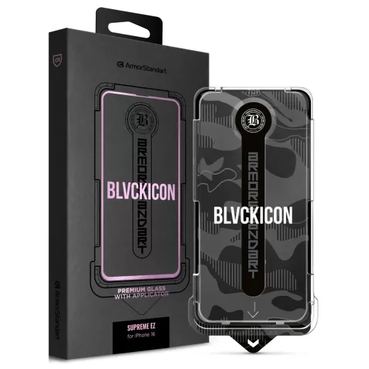 Защитное стекло с аппликатором ArmorStandart Black Icon Supreme EZ для iPhone 16 (ARM80848)