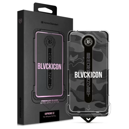 Защитное стекло с аппликатором ArmorStandart Black Icon Supreme EZ для iPhone 16 Pro (ARM80849)