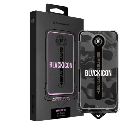 Защитное стекло с аппликатором ArmorStandart Black Icon Supreme EZ для iPhone 16 Pro Max (ARM80850)