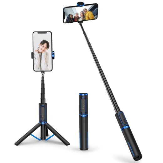 Палка для селфі на штативі Atumtek Premium Mini 80 см Phone Tripod Selfie Stick Blue