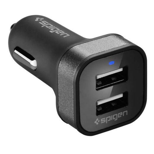 Автомобільний зарядний пристрій Spigen Dual Port USB F24QC 4.8A Black