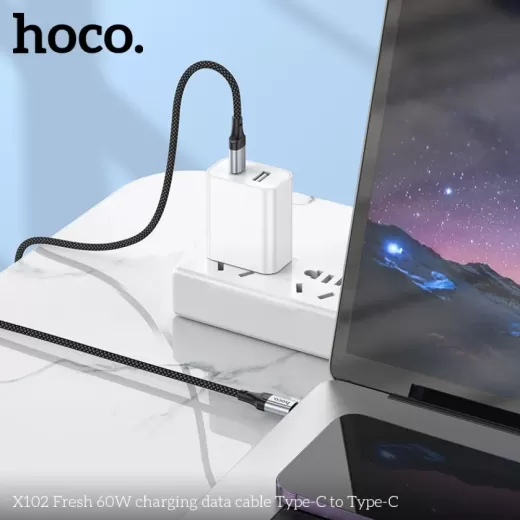 Кабель HOCO X102 Fresh 60W Charging Data Cable Type-C to Type-C 1м Black