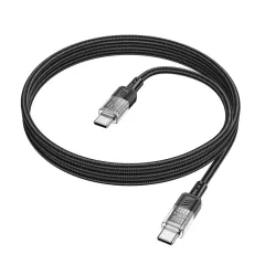 Кабель HOCO U129 Spirit 60W Transparent Type-C to Type-C 1.2м Black