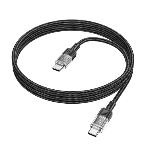 Кабель HOCO U129 Spirit 60W Transparent Type-C to Type-C 1.2м Black