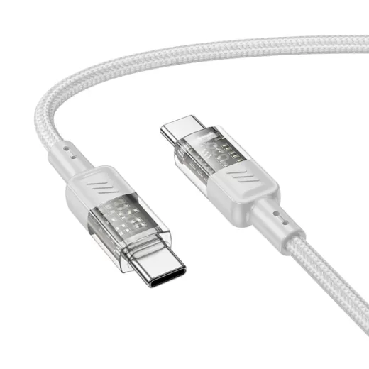 Кабель HOCO U129 Spirit 60W Transparent Type-C to Type-C 1.2м Gray