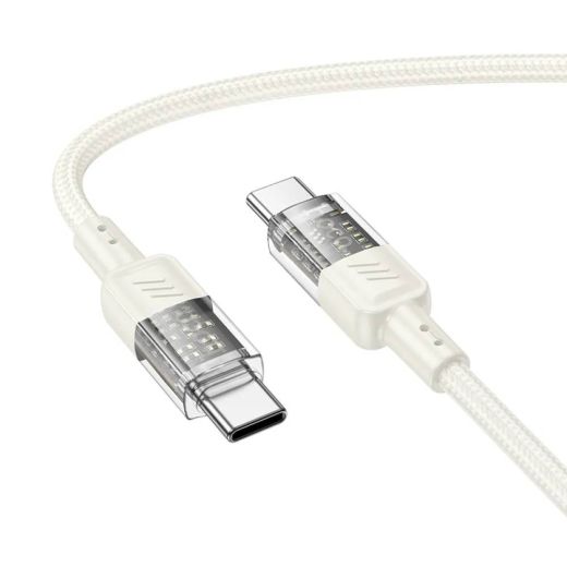 Кабель HOCO U129 Spirit 60W Transparent Type-C to Type-C 1.2м Beige