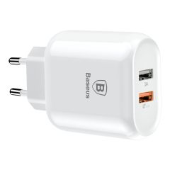Быстрая зарядка Baseus Bojure Series Dual-USB Quick Charge Charger для EU 23W White (CCALL-AG02)