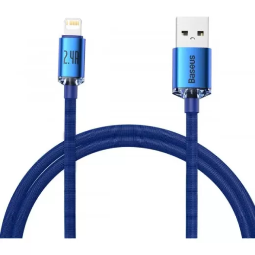 Кабель Baseus Crystal Shine Series Fast Charging Data Cable USB to iP 2.4A 1.2м Blue (CAJY000003)