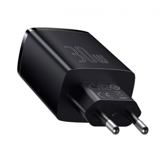 Швидка зарядка Baseus Compact Quick Charger 30W QC+ PD Black (1Type-C + 2USB) (CCXJ-E01)