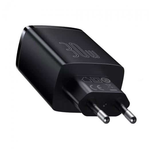 Сетевая быстрая зарядка Baseus Compact Quick Charger 30W QC+ PD Black (1Type-C + 2USB) (CCXJ-E01)