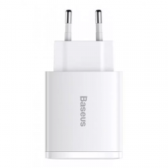 Быстрая зарядка Baseus Compact Quick Charger 30W QC+ PD White (1Type-C + 2USB) (CCXJ-E02)