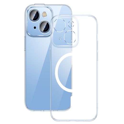 Пластиковий чохол + захисне скло Baseus Crystal Series Magnetic Case Transparent для iPhone 14 (ARJC000002)