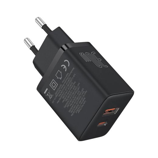 Швидка зарядка Baseus Cube Fast Charger Type-C + USB 30W Cluster Black (P10111404113-00)