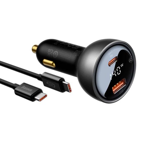 Автомобільний зарядний пристрій Baseus Digital Display PD 3.1 Dual Fast Charger Car Charger U+C 140W Set Black (CGZX070001)