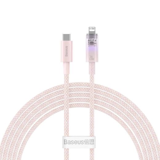 Кабель з контролем температури Baseus Explorer Series Type-C to Lightning Pink для iPhone 20W 2 метра (CATS010304)