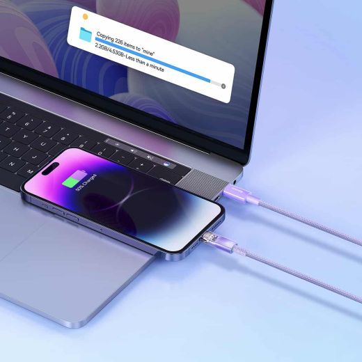 Кабель з контролем температури Baseus Explorer Series Type-C to Lightning Blue для iPhone 20W 1 метр (CATS010203)