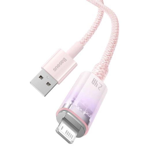 Кабель с контролем температуры Baseus Explorer Series USB-A to Lightning Purple для iPhone 2.4A 2 метра (CATS010105)