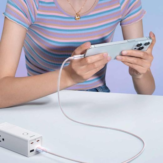 Кабель з контролем температури Baseus Explorer Series USB-A to Lightning для iPhone 2.4A Pink 1 метр (CATS010004)
