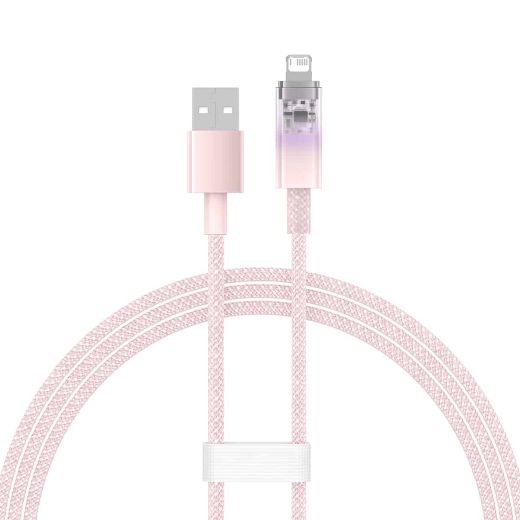 Кабель з контролем температури Baseus Explorer Series USB-A to Lightning для iPhone 2.4A Pink 1 метр (CATS010004)