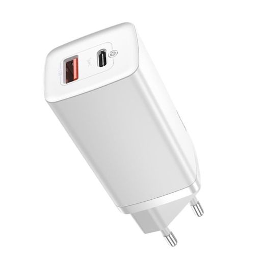 Быстрая зарядка Baseus GaN2 Lite Quick Charger 65W (1 Type-C + 1 USB) White (CCGAN2L-B02)