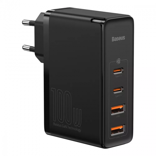 Швидка зарядка Baseus GaN2 Pro Quick Charger 100W (2Type-C + 2USB) Black (CCGAN2P-L01)