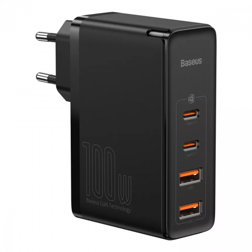 Мережевий зарядний пристрій Baseus GaN2 Pro Quick Charger 100W (2Type-C + 2USB) Black (CCGAN2P-L01)