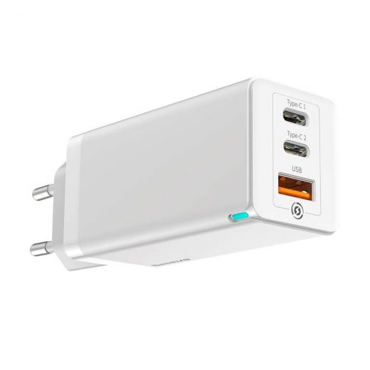 Швидкісний мережевий зарядний пристрій Baseus GaN2 Pro Quick Charger 2 Type-C+USB-A White 65W (CCGAN-B02)