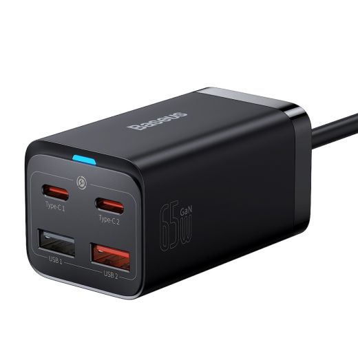 Мережевий зарядний пристрій Baseus GaN3 Pro Desktop Fast Charger 2C+2U на 65W (CCGP040101) Black