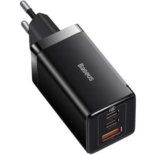 Быстрая зарядка Baseus GaN5 Pro Fast Charger 2C+U 65W Black with Cable  Type-C to Type-C (CCGP120201)
