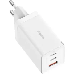 Швидка зарядка Baseus GaN5 Pro Fast Charger 2C+U 65W White with Cable  Type-C to Type-C (CCGP120202)