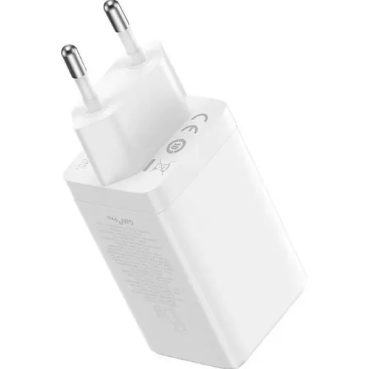 Быстрая зарядка Baseus GaN5 Pro Fast Charger 2C+U 65W White with Cable  Type-C to Type-C (CCGP120202)