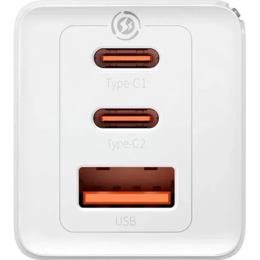 Быстрая зарядка Baseus GaN5 Pro Fast Charger 2C+U 65W White with Cable  Type-C to Type-C (CCGP120202)