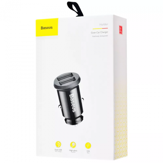 Автомобільний зарядний пристрій Baseus Grain 3.1A 2USB Black