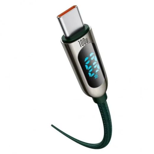 Кабель Baseus Display Fast Charging Data Cable Type-C to Type-C 100W 1m Dark Green (CATSK-B06)