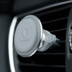 Держатель Baseus Magnetic Air Vent Car Mount Holder with cable clip Silver (SUGX-A0S)