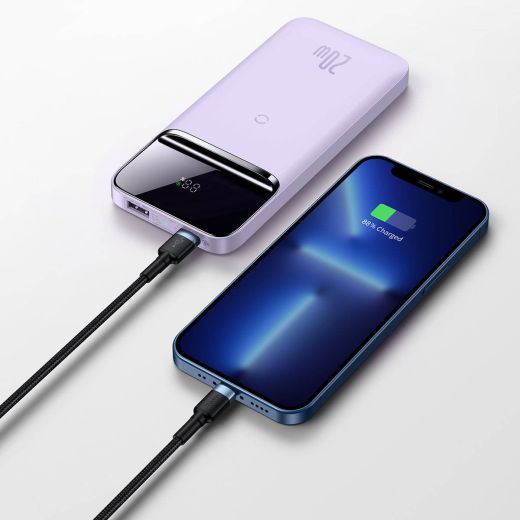 Повербанк (внешний аккумулятор) с беспроводной зарядкой Baseus Magnetic Wireless 20W 10000 mAh Purple (PPCX010005)