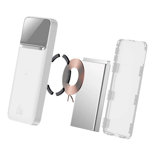 Повербанк з бездротовою зарядкою Baseus Magnetic Wireless 20W 10000 mAh White (PPMT-02)