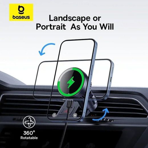 Автодержатель с беспроводной зарядкой Baseus MagPro Series Magnetic Wireless Charging Car Air Vent 15W Black (C40164100121-00)