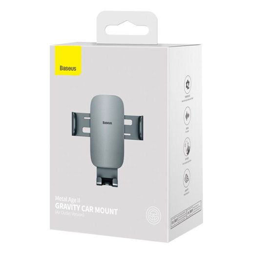 Автотримач Baseus Metal Age Gravity Car Moun (Air Outlet Version) Dark grey (SUYL-D0G)