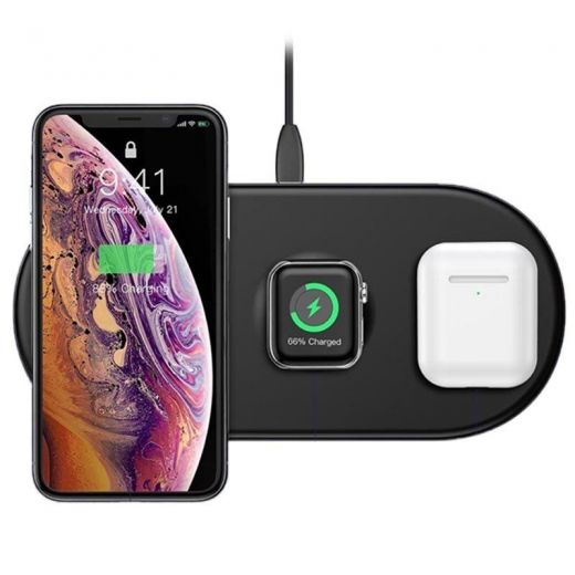 Беспроводная зарядка Baseus Smart 3-in-1 Wireless Charger 18W Black (WX3IN1-B01)