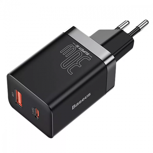 Швидка зарядка Baseus Super Si Pro Quick Charger Type-C+USB 30W Black (CCSUPP-E01)