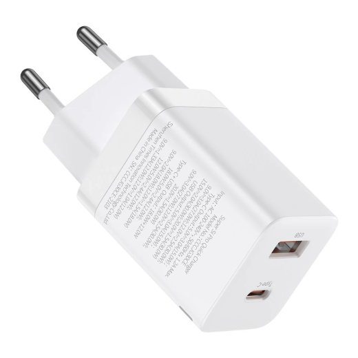 Швидка зарядка Baseus Super Si Pro Quick Charger Type-C+USB 30W White (CCSUPP-E02)