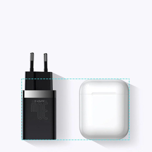 Швидка зарядка Baseus Super Si Pro Quick Charger Type-C+USB 30W White (CCSUPP-E02)