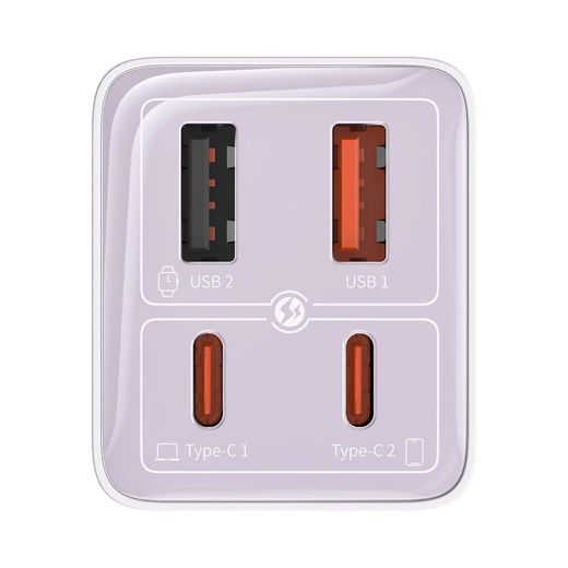 Швидка зарядка Baseus GaN6 Pro 4 Ports Fast Charger 65W Purple (P10162701533-00)