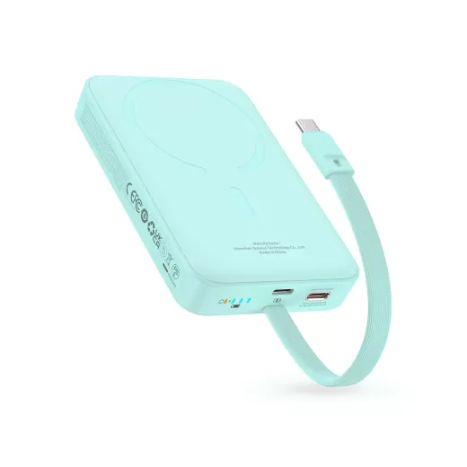 Повербанк с кабелем USB-C Baseus Magnetic Power Bank 30W 10000mAh With Built-in USB-C Cable Green (P1002210B333-00)