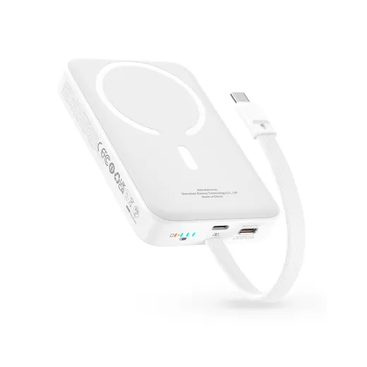 Повербанк з кабелем USB-C Baseus Magnetic Power Bank 30W 10000mAh With Built-in USB-C Cable White (P1002210B223-00)